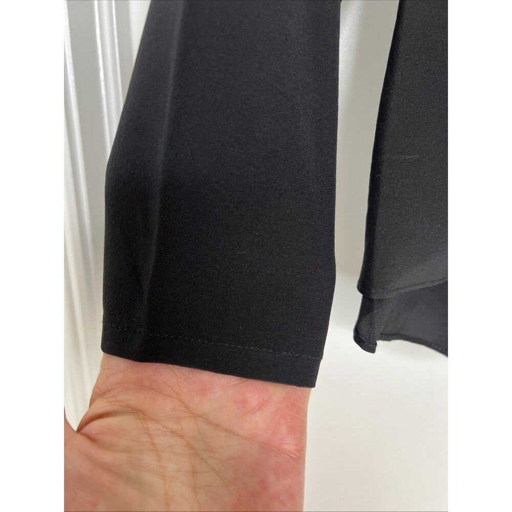 Nicole Miller 100% Silk Blouse S Black Long Sleeve Pleated Career Artelier New - Picture 4 of 13